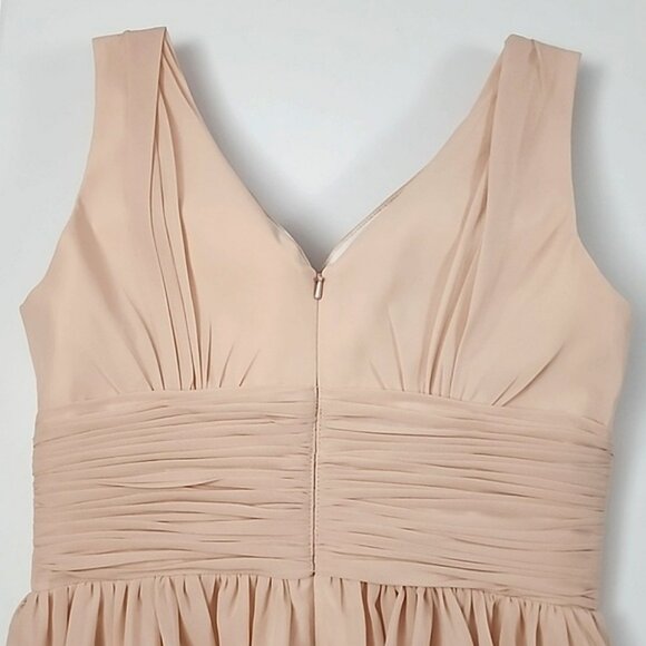 Tulle & Chantilly Women's Blush Chiffon Bridesmaid Dress V Neck Flowy Size 12 - Picture 4 of 14